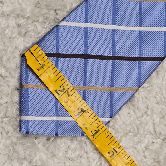 Donald J Trump Signature‎ Collection Tie Blue Check 100% Silk Gold Bar READ - Picture 10 of 12